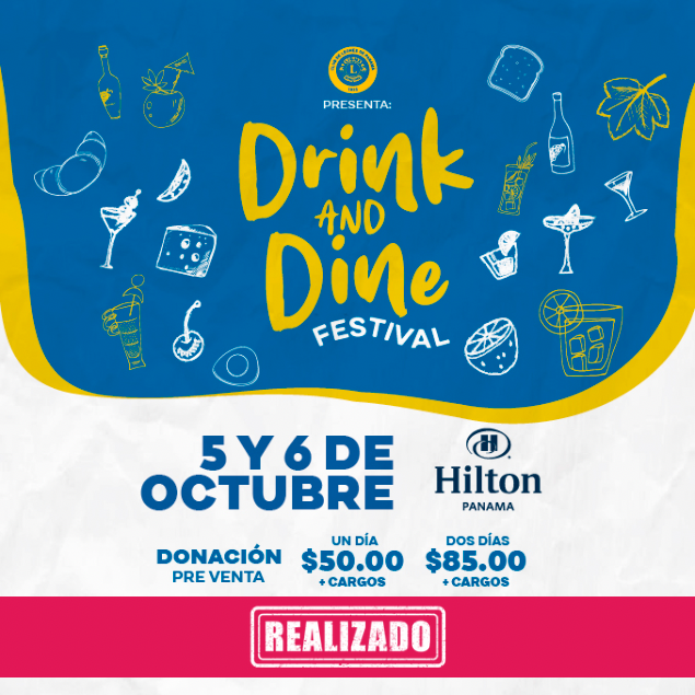 Foto promocional del evento DRINK AND DINE describiendo los participantes y fechas del evento.