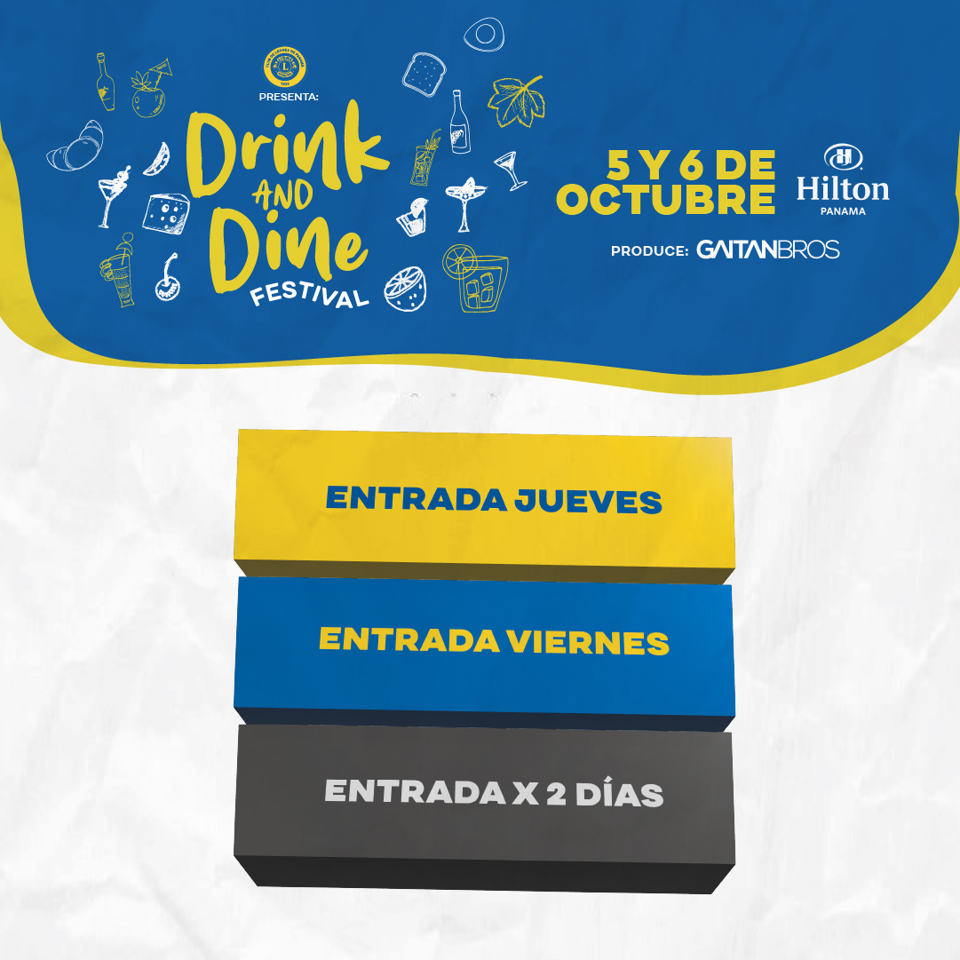 Plot promocional del evento DRINK AND DINE con precios y mapa.