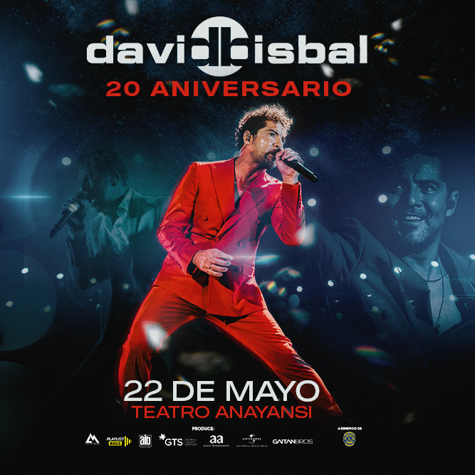 Foto promocional del evento DAVID BISBAL describiendo los participantes y fechas del evento.