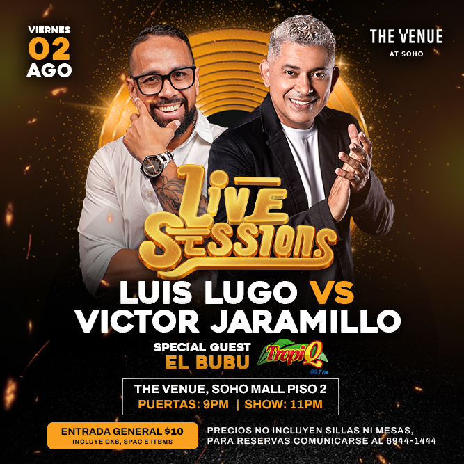 Plot promocional del evento LUIS LUGO VS VICTOR JARAMILLO con precios y mapa.